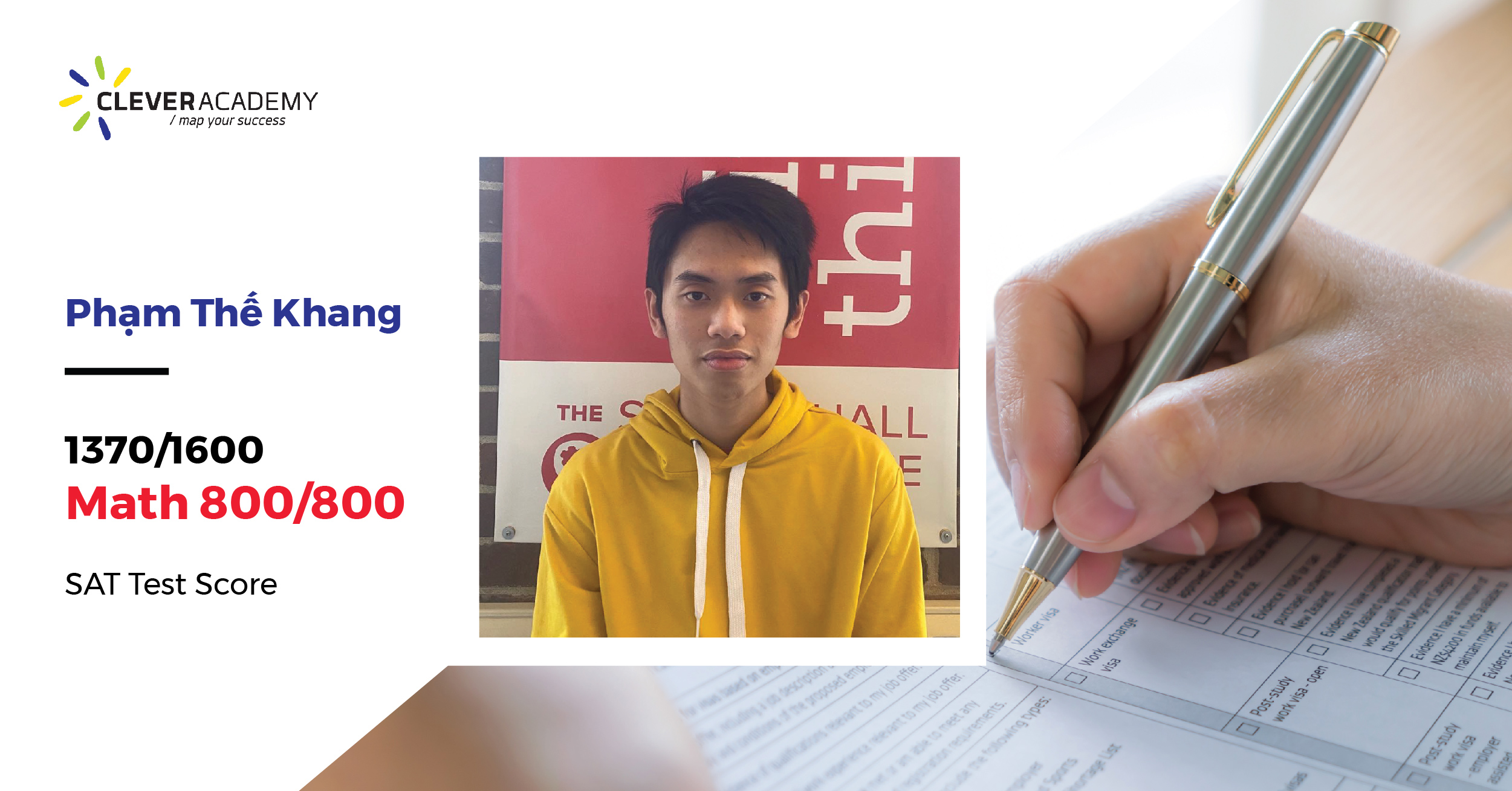 Phạm Thế Khang – đạt điểm SAT Math 800/800 chỉ sau 1 khóa học tại Clever Academy