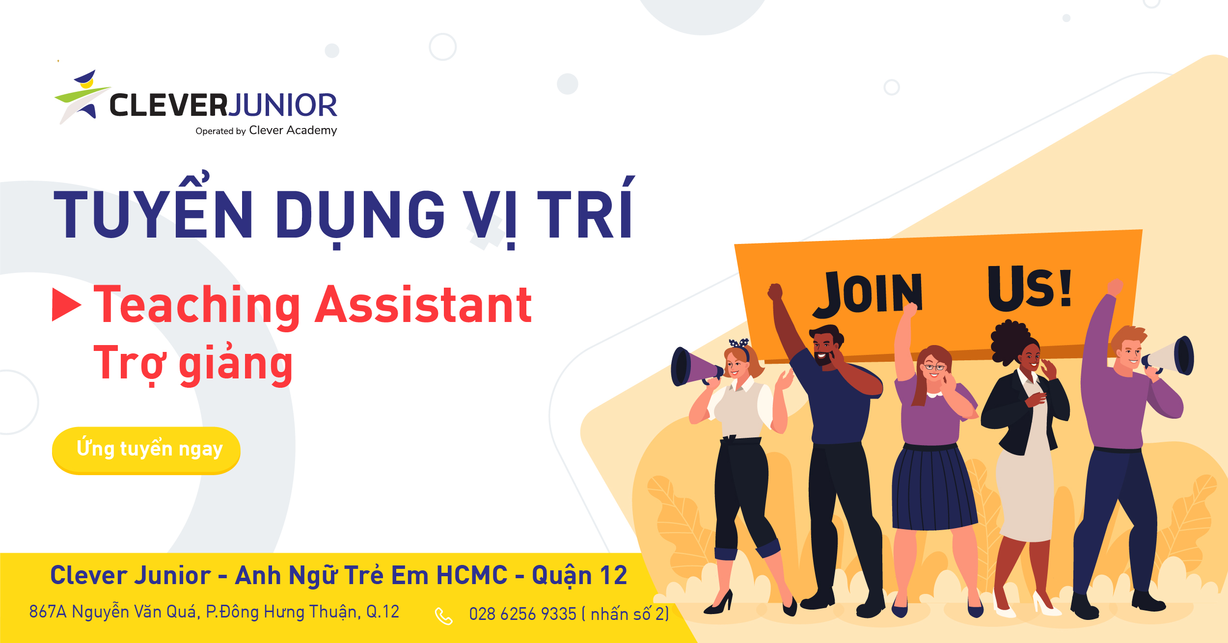 [Clever Junior] Tuyển dụng Trợ Giảng Tiếng Anh tại TP.HCM