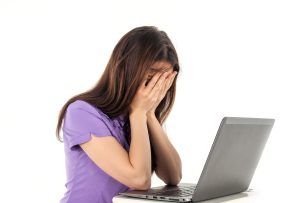 A girl with a computer