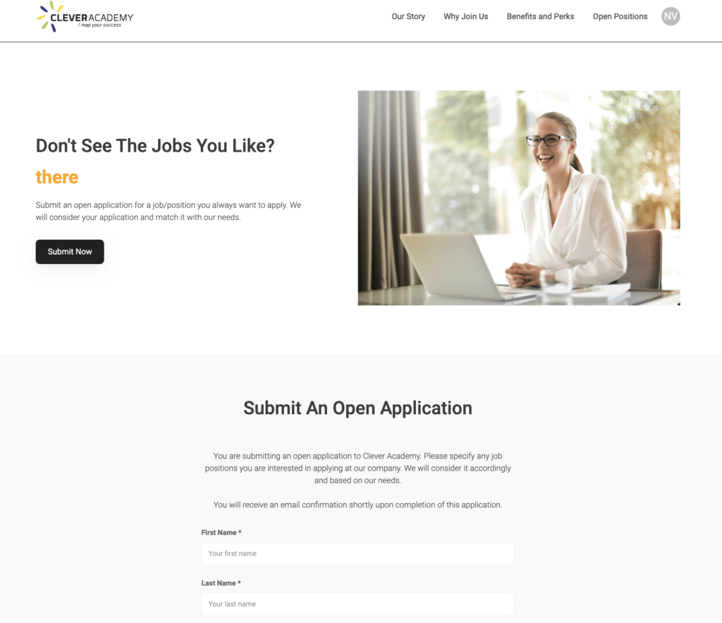 Form ứng tuyển mở - open application giúp bạn nộp đơn tự do vào Clever Academy, không giới hạn vị trí tuyển dụng