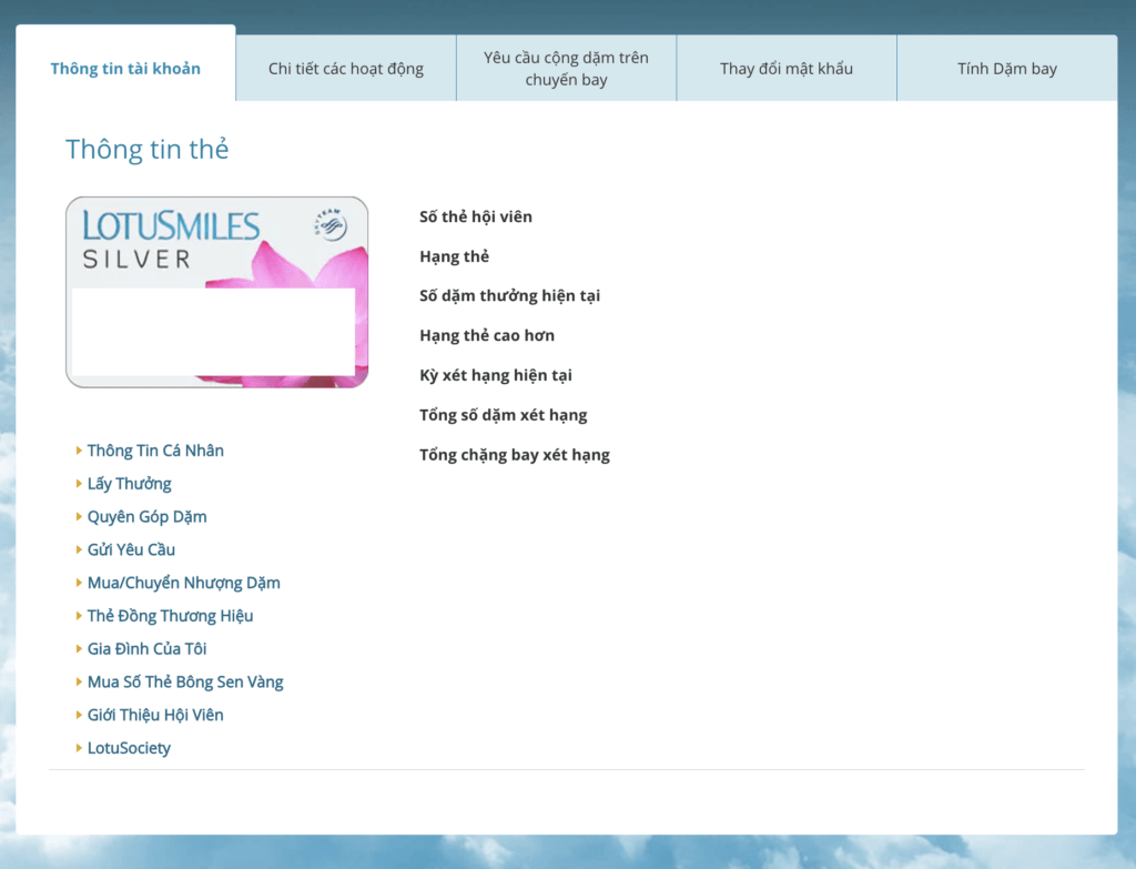 Sau khi đăng nhập tài khoản Lotusmiles (bằng email domain của Công ty), click vào option 'LotuSociety'